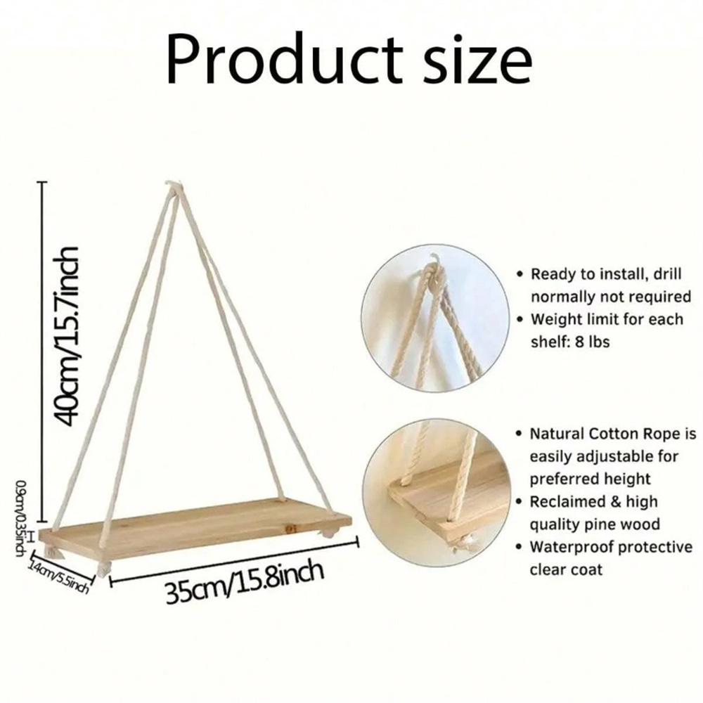1Set Wood Hanging Shelves Swin - Smart Home Decor recension och pris